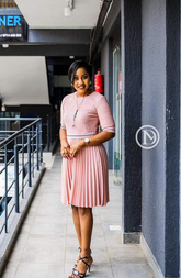 Elegant pink pleated dress