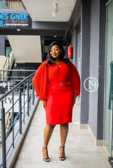 Elegant scarlet red sheath dress