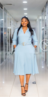 Elegant light blue midi dress