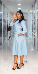 Elegant light blue midi dress