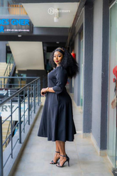 Elegant black midi dress