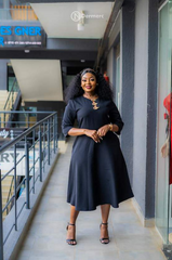 Elegant black midi dress
