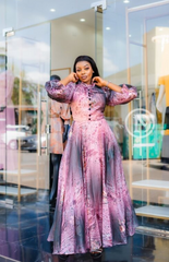 Elegant pink ombre floral maxi dress