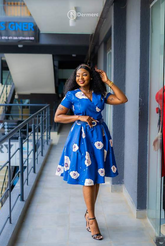 Vibrant blue floral skater dress