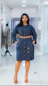 Elegant denim shirt dress