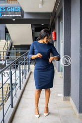 Elegant navy blue sheath dress