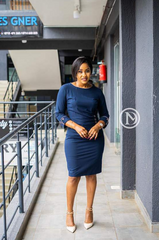 Elegant navy blue sheath dress