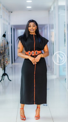 Elegant black midi dress