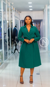 Elegant deep teal skater midi dress