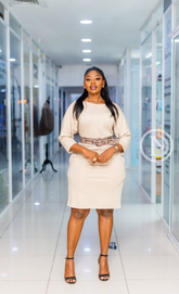 Elegant beige sheath dress