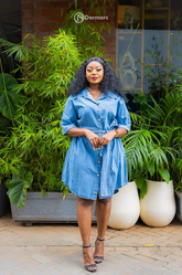 Chic blue denim shirt dress