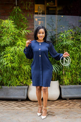 Elegant navy blue shift dress
