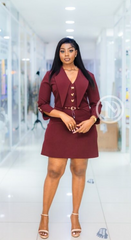 Elegant chic burgundy mini dress