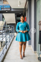 Chic teal skater dress