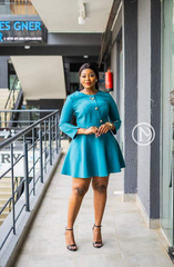 Chic teal skater dress