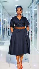 Elegant Navy blue midi dress