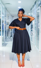Elegant Navy blue midi dress