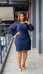 Elegant navy blue shift dress