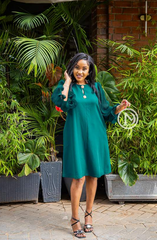 Elegant teal green A-Line dress