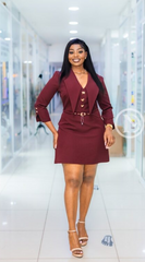 Elegant chic burgundy mini dress