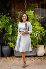 Elegant light grey skater dress