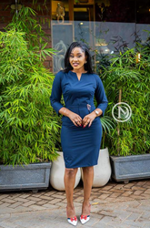 Elegant navy blue sheath dress