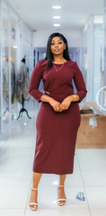 Elegant burgundy midi dress