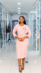 Elegant pastel pink midi dress