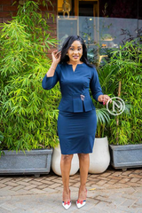 Elegant navy blue sheath dress