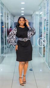 Elegant black leopard-sleeve dress