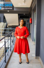 Elegant red midi skater dress