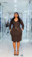 Elegant brown sheath dress