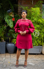 Elegant , chic lace yoke A-line shift