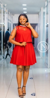 Elegant chic red skater dress