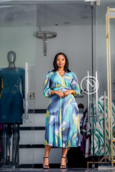 Multi-colored chiffon dress