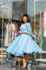 Elegant blue midi dress