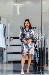 Elegant, stylish abstract print shift dress