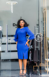 Elegant vibrant blue sheath dress