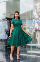 Elegant green skater dress