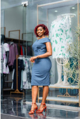 Elegant blue sheath dress