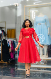 Elegant red midi dress