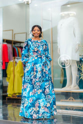 Vibrant blue floral maxi dress