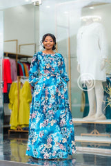Vibrant blue floral maxi dress