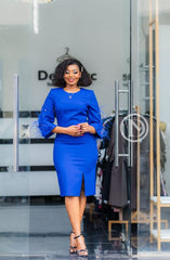 Elegant vibrant blue sheath dress