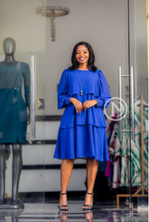 Elegant blue skater dress