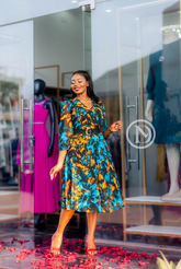 Multi-colored chiffon dress