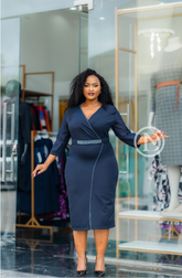 Navy blue office dress
