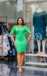 Elegant vibrant green sheath dress