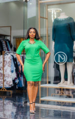 Elegant vibrant green sheath dress