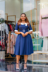 Elegant navy blue official skater dress